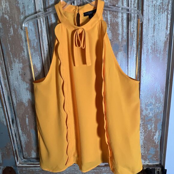 Victoria Beckham For Target Light Orange Halter Style Blouse Size L Ruffles - Picture 1 of 9